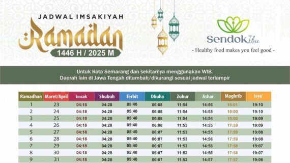 Jadwal Imsakiyah Ramadhan 1446H/2025M Semarang dan Sekitarnya